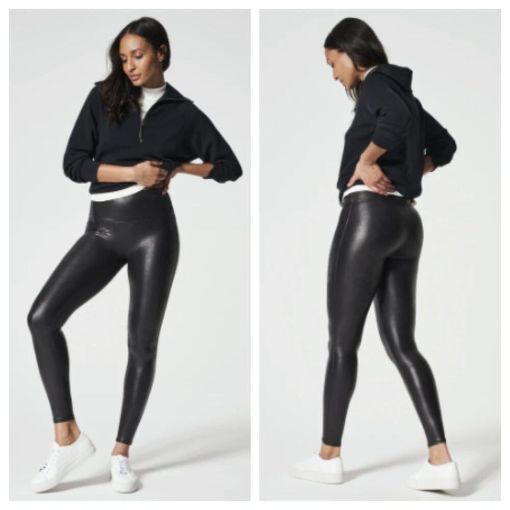 Spanx Women's Faux Leather Leggings Black Size M